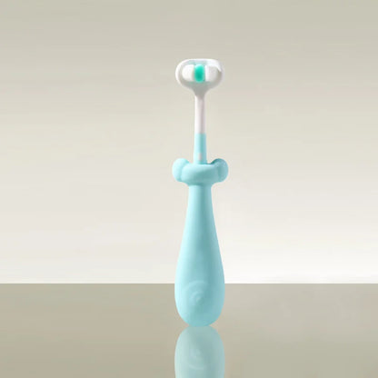 3D Stereo Three-Sided Toothbrush, Ultra Fine Soft Bristles, Kids Toothbrush with Tongue Scraper for Deep Oral Care