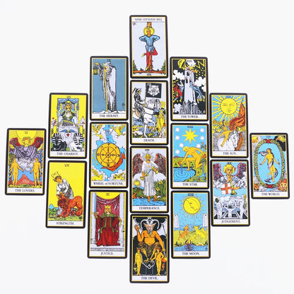 Black Classic Tarot Cards Deck (78 Pieces, Fortune-Telling Set with Guidebook, Family Game)