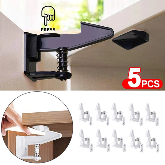 5 Sets Cabinet Lock Children Protection Baby Safety Security Lock for Kids Drawer Door Child Toddler Invisible Closet Locker