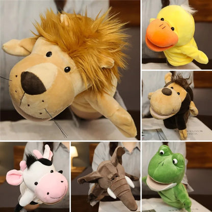 Stuffed Plush Hand and Finger Puppets, Lion Elephant Bunny Monkey Educational Toys for Kids