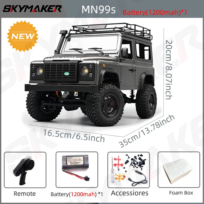 MN99s MN98 1:12 RC Rock Crawler Defender with 4WD and 2.4G Remote Control