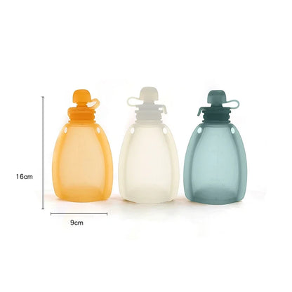 120ML BPA-Free Refillable Silicone Baby Food Bags - Reusable Squeeze Storage Containers for Toddlers & Kids