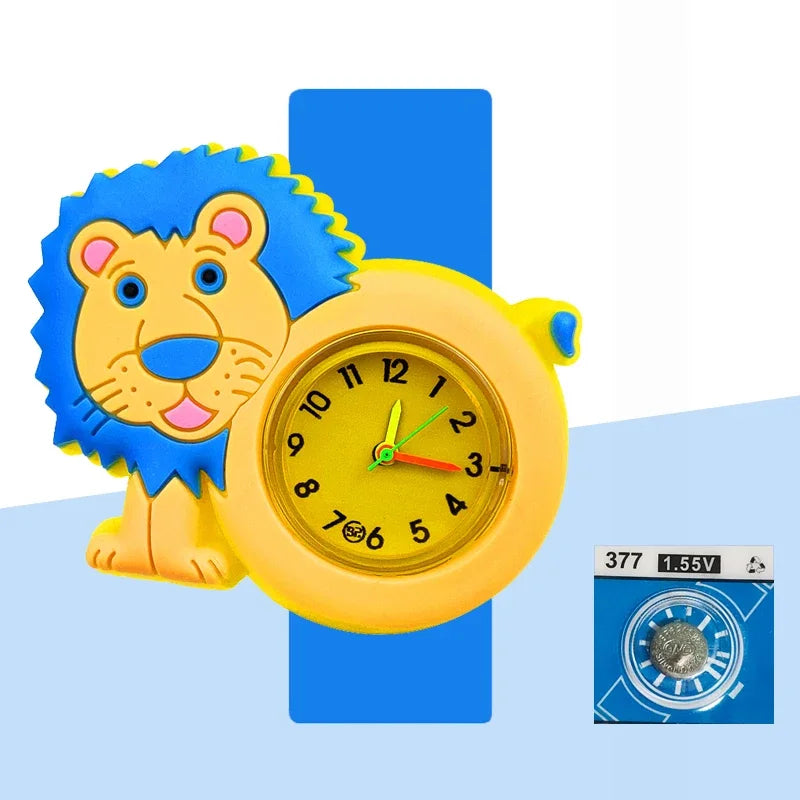 Children’s Cartoon Watch for Ages 2-14 Boys and Girls Soft Silicone Slap Bracelet Student Wristwatch