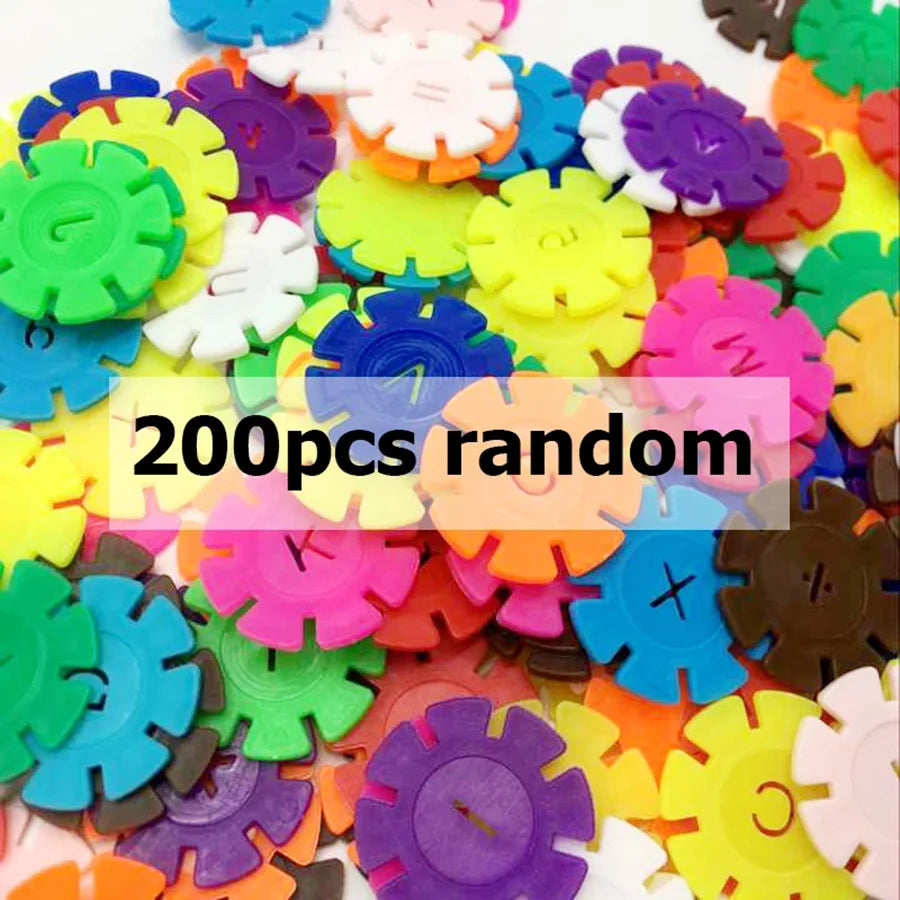 60/100/200PCS Snowflake Building Blocks – Puzzle Plastic Educational Toy for Kids, Early Education Gift in 2 Colors