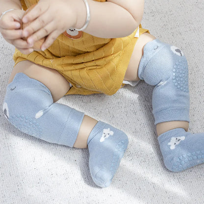Safety Baby Knee Pads Socks Set - Autumn Anti-Slip Knee Protector for Kids | Crawling Floor Socks, Kneecap Leg Warmer for Girls