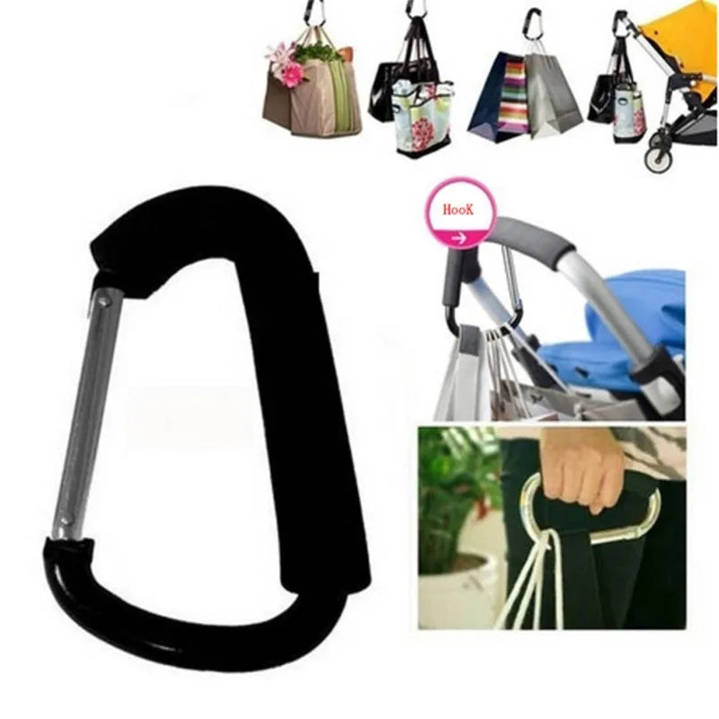 Large Aluminum Carabiner Stroller Hooks Organizer D-Ring Spring Snap Keychain Clip for Hanging Purses and Shopping Bags