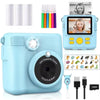 Portable Instant Print Kids Camera with 1080P HD Video, 3 Photo Paper Rolls, and 32GB Memory Card