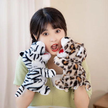 Stuffed Plush Hand and Finger Puppets, Lion Elephant Bunny Monkey Educational Toy for Kids