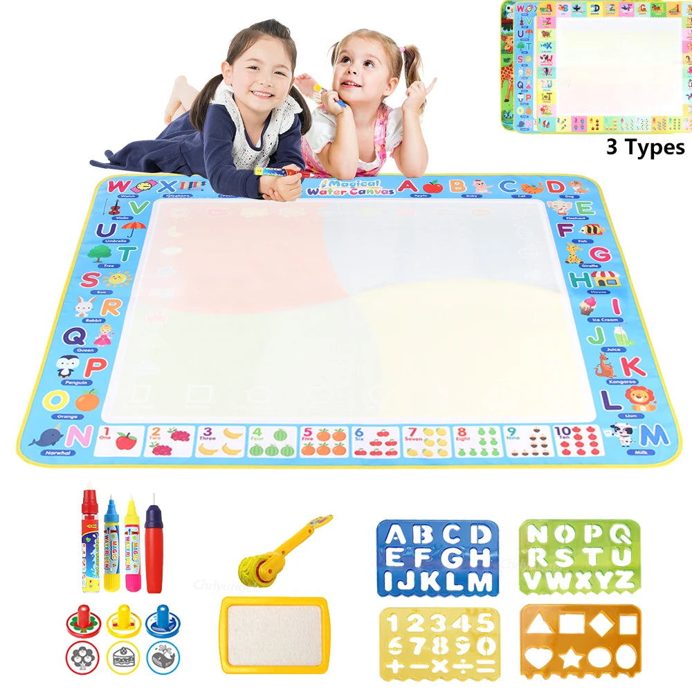 100x80CM Magic Water Drawing Mat – Reusable Magic Pens, Doodle and Montessori Painting Board, Educational Toy for Kids, 39x31in, Perfect Gift