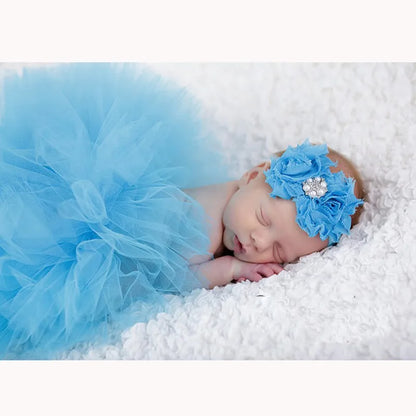 Baby Tutu Skirt Newborn Photography Prop – Cute Princess Infant Outfit with Flower Headband Accessories for Baby Girls Dress