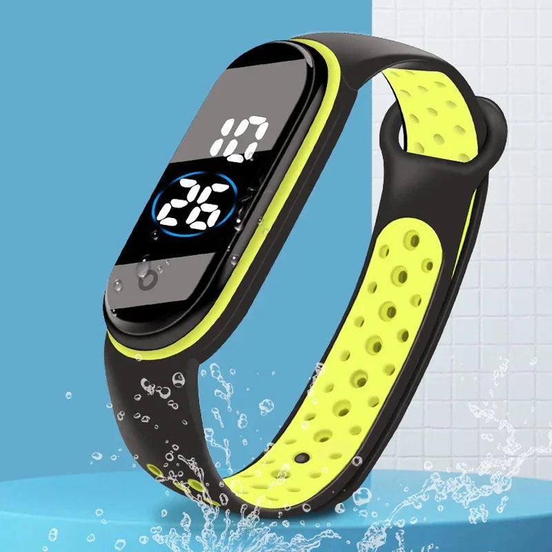 Fashion Kids Sports Waterproof LED Digital Watch Two-Tone Silicone Strap for Teen Boys and Girls