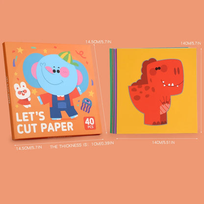 Children’s Craft Toy – Cartoon Animal Origami Paper Cutting Book, Paper Cut Puzzle for Early Learning and Educational Gifts