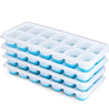 Silicone Ice Cube Tray With Lid, 14 Square Cubes, 22 x 9.5 x 2.5 cm (8.66 x 3.74 x 0.98 in)