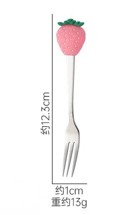 Cute Fruit Shape Baby Feeding Spoon & Dessert Cake Fork – Coffee Stirring Spoon, Kitchen Tableware Utensils, Kids Gifts & Baby Gadgets