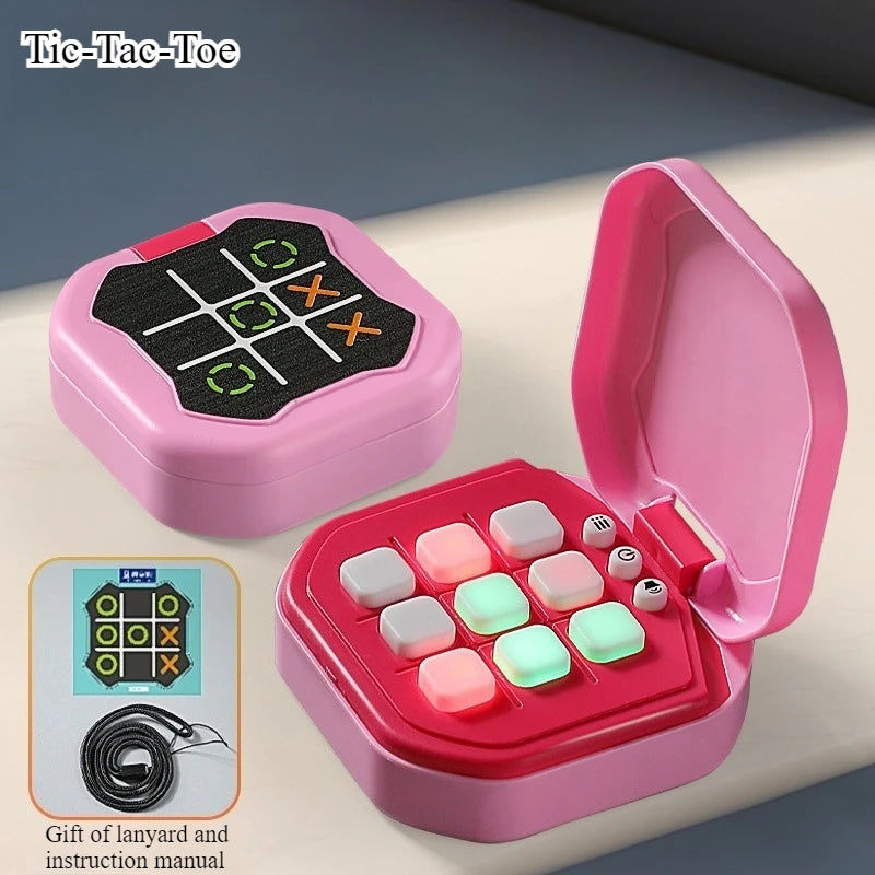 Multifunctional Electronic Tic-Tac-Toe Board Game Montessori Puzzle Chess Set Portable for Adults and Kids