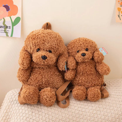 Cute Teddy Dog Plush Backpack – Stuffed Poodle Shoulder Bag and Schoolbag for Girls and Boys
