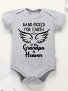 “Hand Picked for Earth by My Grandpa in Heaven” – Cute Newborn Onesie, Cotton Baby Bodysuit for Boys & Girls, Special Gift for Newborns