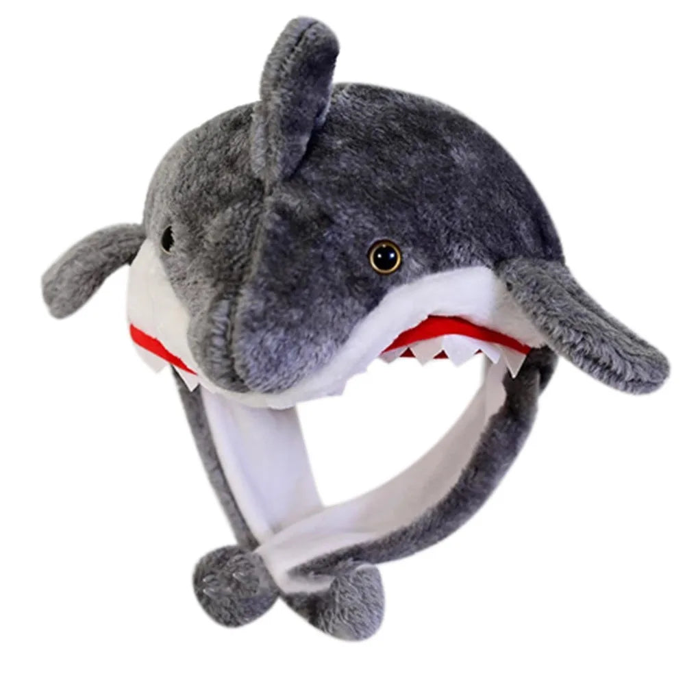 Plush Animal Earflap Hat with Moving Ears & Neck Warmer — 60 cm (23.6 in) Adult Cosplay Party Beanie
