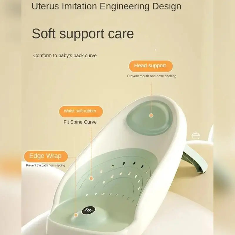 Ergonomic Baby Bath Support Seat – Non-Slip Shower Chair With Drain Holes & Temperature Sensing