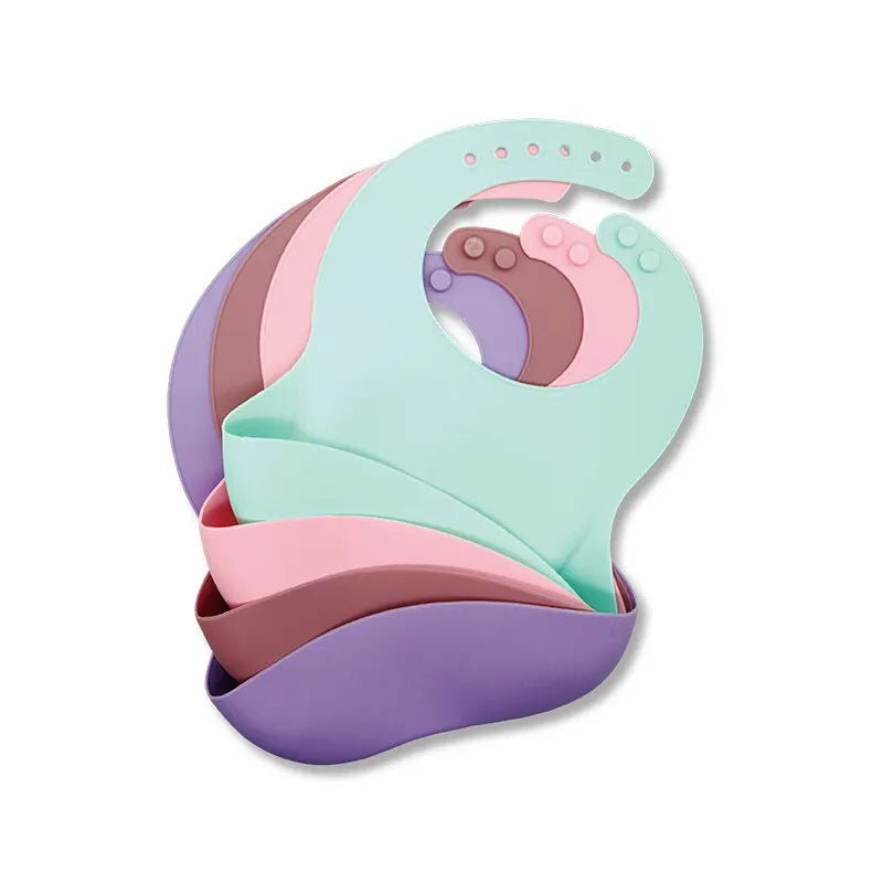 Waterproof Baby Bibs – Adjustable Soft Silicone Feeding Bibs with Cute Cartoon Animal Prints for Boys & Girls - Kidzy Market