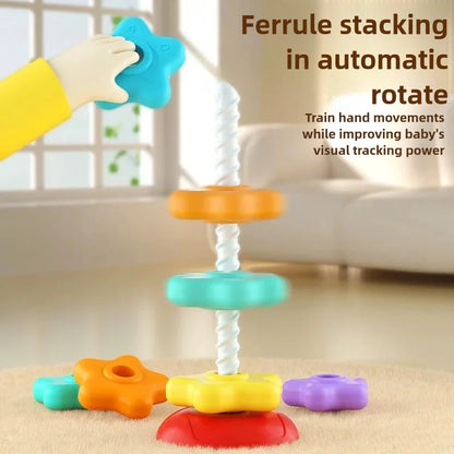 Rainbow Spinning Tower Toy – Stacking Educational Toy for Kids, Strong ABS Plastic