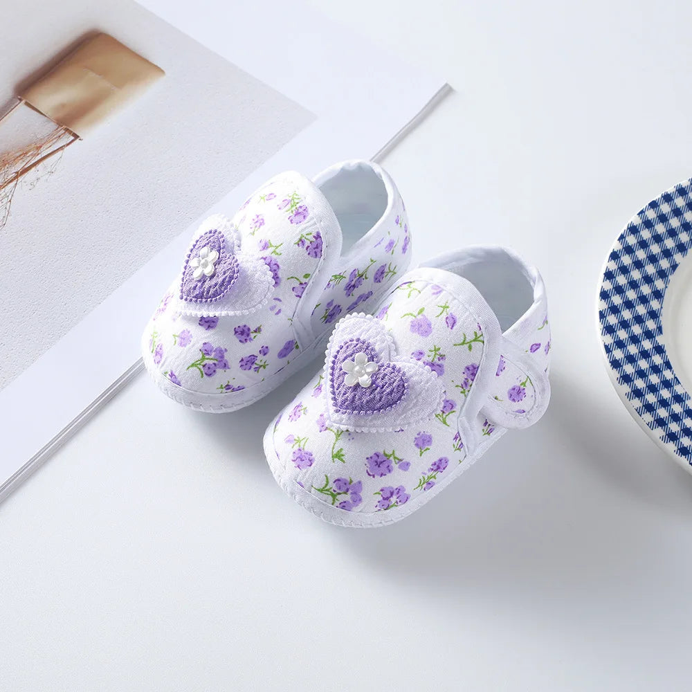 Baby Girl Shoes – Lace Floral First Walkers, Princess Newborn Infant Toddler Flats, Soft Prewalkers for Boys