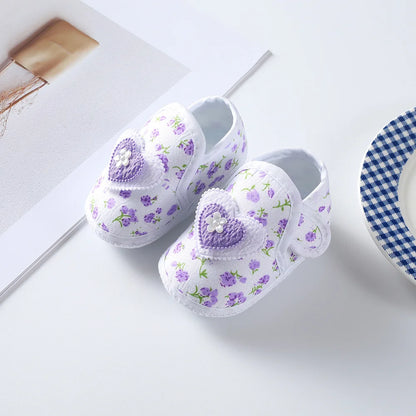 Baby Girl Shoes – Lace Floral First Walkers, Princess Newborn Infant Toddler Flats, Soft Prewalkers for Boys