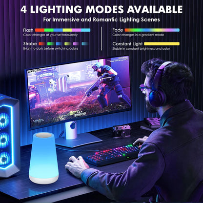 LED 13-Color Changing Night Light Remote Control Touch USB Rechargeable RGB Dimmable Portable Table Bedside Lamp