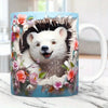 3D Animal Wrap Coffee Mug - 11 oz (350 ml) Sublimation Ceramic Kids Mug (Cat, Dog, Bear)