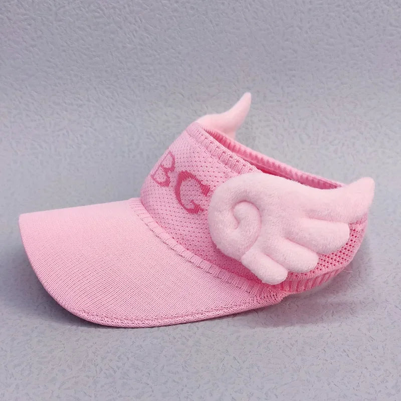 Kids Bunny Ear Sun Hat - Adjustable Rabbit Wings Visor, Cotton-Blend Sun Hat for Boys & Girls (Ages 3-12)