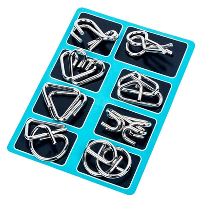 8Pcs/Set Metal Montessori Puzzle Wire, IQ Mind Brain Teaser Puzzles, Interactive Game for Adults, Stress Reliever Educational Toy