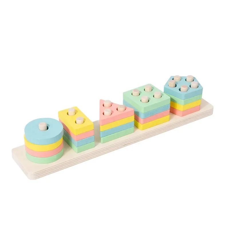 Educational Rainbow Tower Four Column Shape Twist Baby Toy