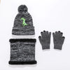 IYEAL Winter Children’s Warm Knitted Hat, Scarf & Gloves Set – Soft Velvet Lined Kids Winter Knitted Accessories for Boys & Girls