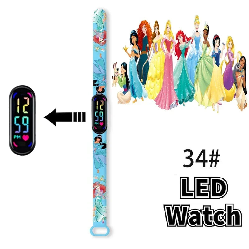Disney Princess Frozen Elsa Kids Digital Watch Cartoon LED Touch Waterproof Electronic Birthday Gift Toy