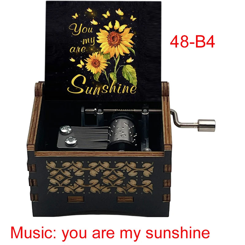 You Are My Sunshine Quote Print Wooden Music Box Birthday Party Favor Gift for Kids