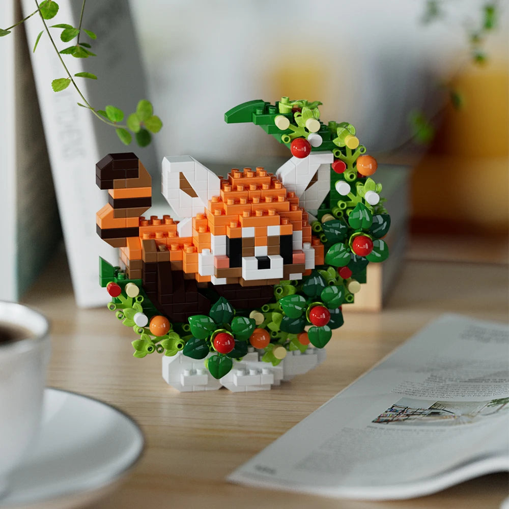 Mini Dog, Cat, Panda, and Raccoon Building Block Models – Cute Pet Ornaments Toy for Kids