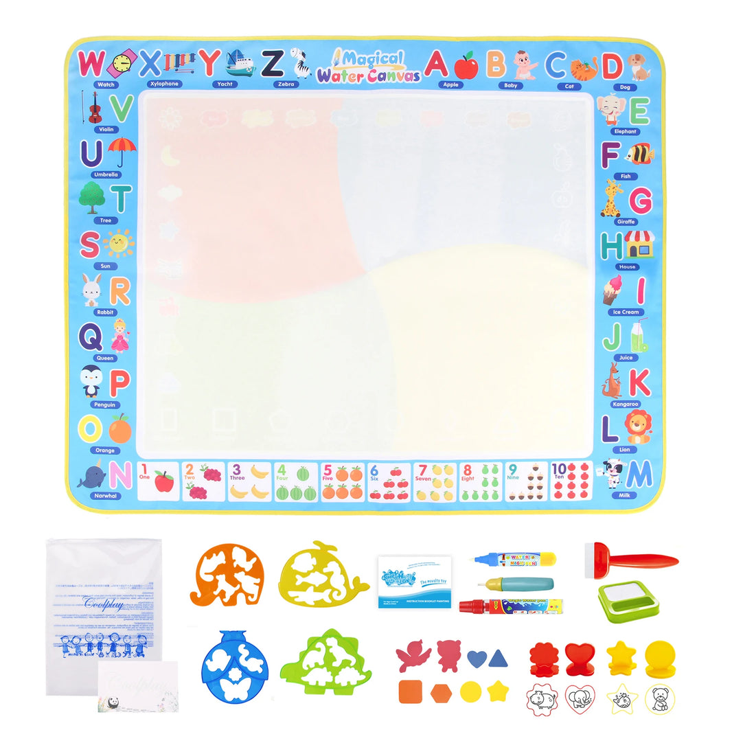 100x80CM Magic Water Drawing Mat – Reusable Doodle and Coloring Board with Magic Pens, Montessori Educational Toy for Kids
