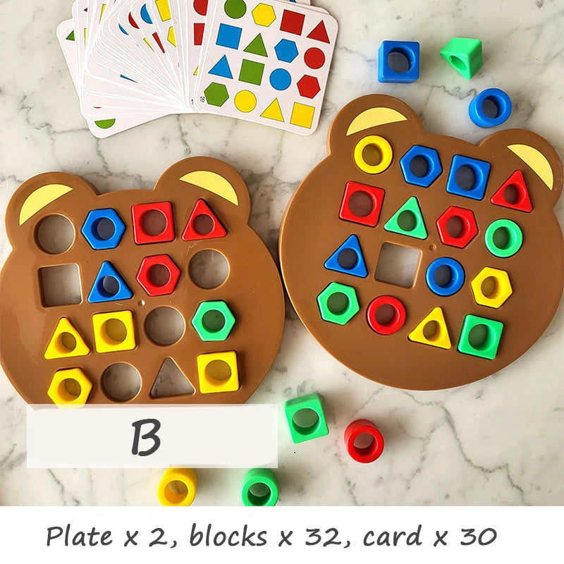 Children Matching Puzzle Toys, Colors & Geometric Shape Jigsaw, Board Games, Early Educational Interaction Toy for Kids, Battle Games