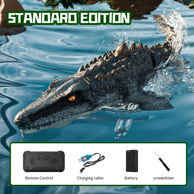 2.4GHz RC Dinosaur Boat Toy – Remote Control Simulation with Light and Spray for Pool and Bath