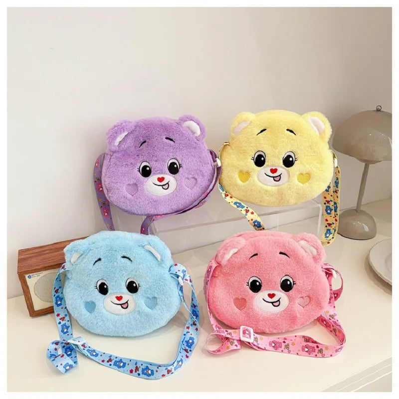 Mini Cartoon Rainbow Love Bear Plush Crossbody Bag – Cute Love Bear Gift for Kids and Christmas