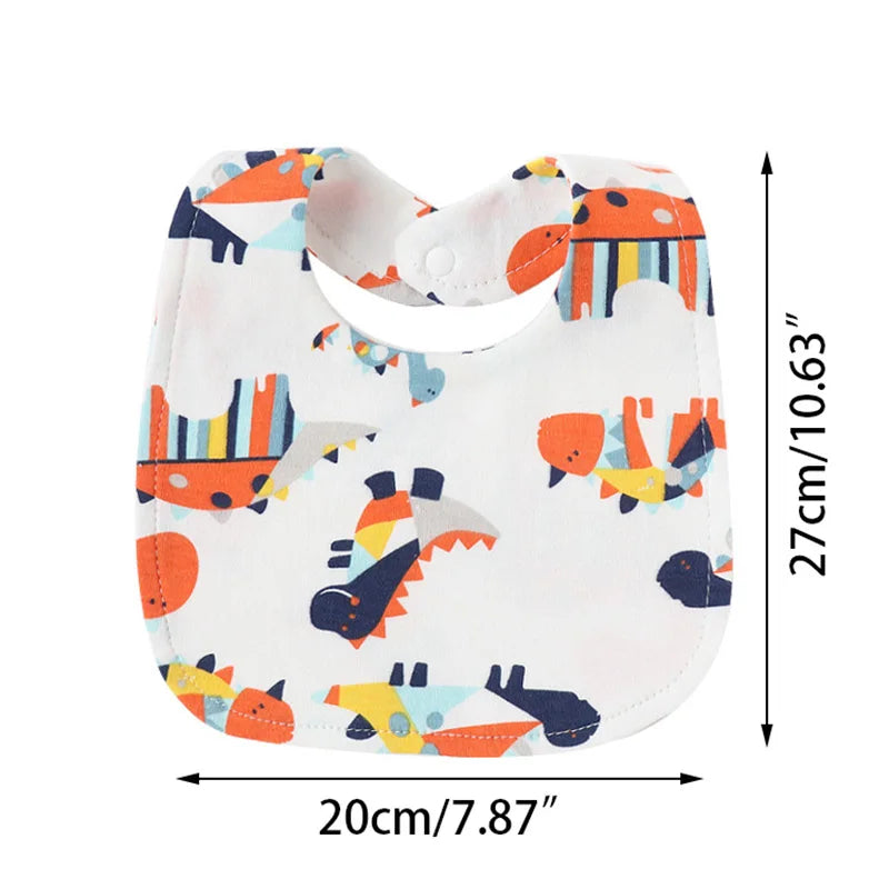 4Pcs/Set Infant Saliva Towel Baby Bibs | Cute Printed Double Layer Cotton Absorbent Burp Cloths for Newborn Boys & Girls with Pocket - Kidzy Market