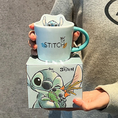 Disney Stitch Ceramic Kids Mug – Cartoon Handgrip Children's Water & Coffee Cup, 1-Pack Gift