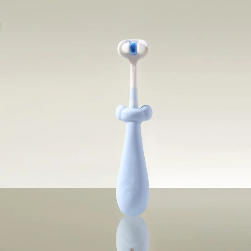 3D Stereo Three-Sided Toothbrush, Ultra Fine Soft Bristles, Kids Toothbrush with Tongue Scraper for Deep Oral Care