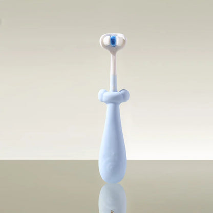 3D Stereo Three-Sided Toothbrush, Ultra Fine Soft Bristles, Kids Toothbrush with Tongue Scraper for Deep Oral Care