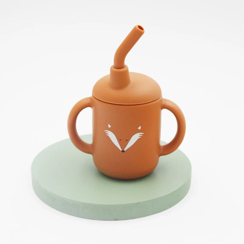 New Cartoon 120ML Baby Silicone Sippy Cup - BPA-Free, Portable Snack Storage Container, Leakproof Trainer Feeding Cup