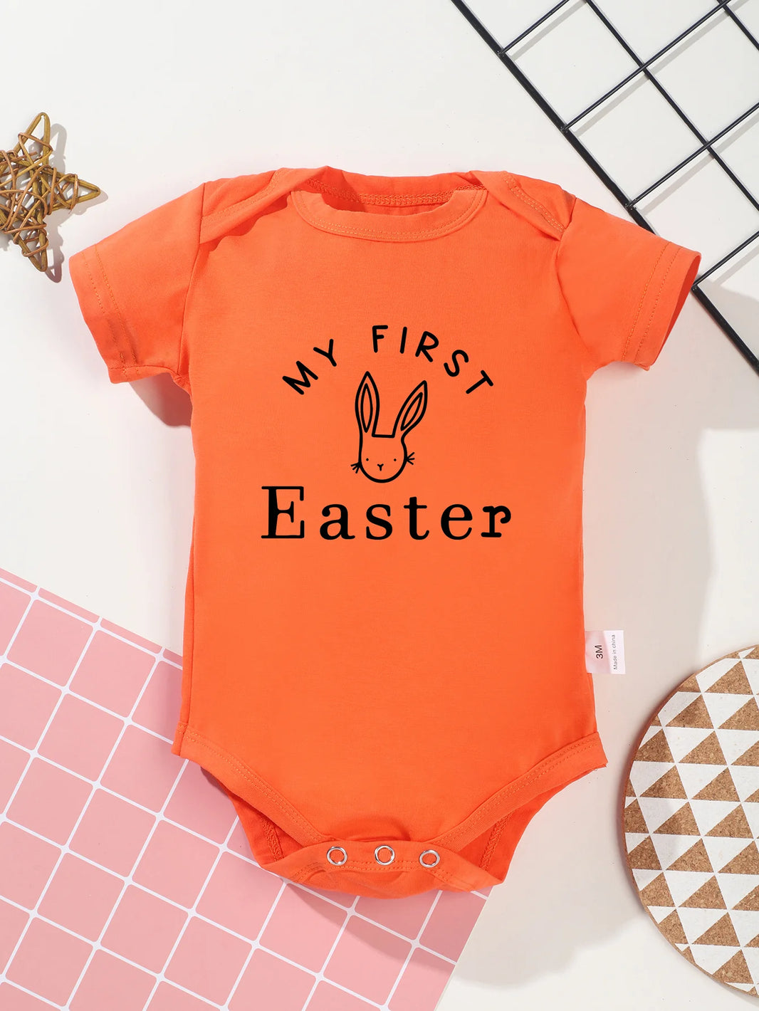 Cute Rabbit Pattern Bodysuit for Infants - Newborn Easter Jumpsuit Romper for Baby Boy & Girl (0-24M) - My First Easter Outfit