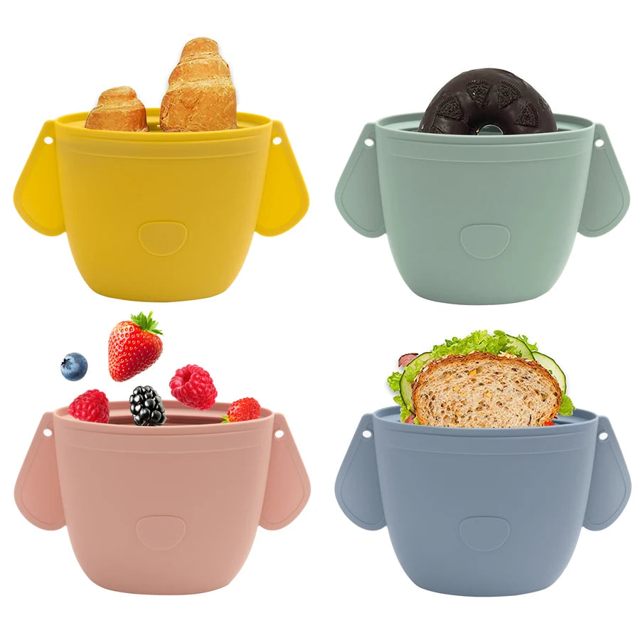 Cartoon Silicone Snack Bag – Sealed Fresh-Keeping Refrigerator Bag, Food Grade Silicone Baby Snack Box for Outings, Kids Gift