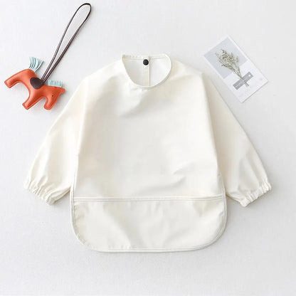 Solid Color Baby Feeding Bibs with Long Sleeves | Waterproof Infant Bib Aprons for Boys & Girls | Easy Clean Children Art Smocks - Kidzy Market