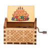 Happy Birthday Musical Ornament Wooden Antique Engraved Hand Cranked Music Box