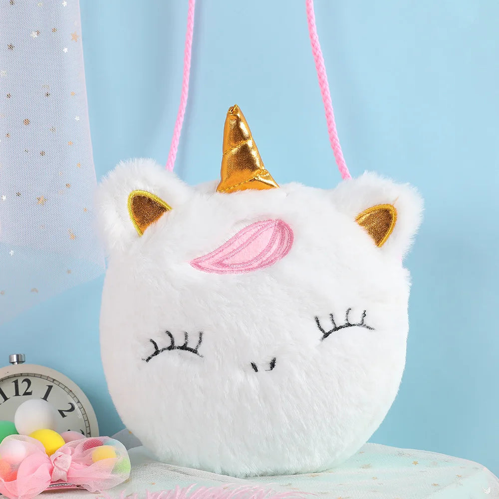 Fashion Cute Unicorn & Animal Messenger Bag for Girls – Plush Mini Shoulder Bag, Kids' Coin Purse & Princess Handbag - Kidzy Market